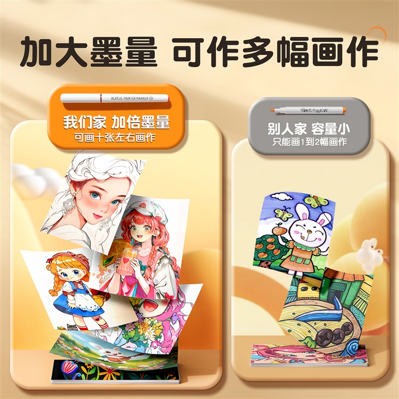 蓝果肤色马克笔软头动漫美术直液式丙烯马克笔12色画画水彩颜色笔