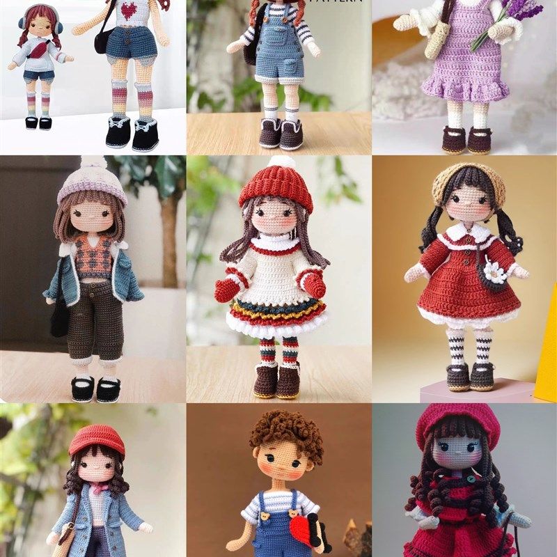 成品Diy人偶娃娃可爱女孩摆件衣服可穿脱毛线钩针手工玩偶,服饰配件/皮带/帽子/围巾,DIY编织材料包,淘宝优惠券,粉丝福利购,淘宝优惠卷