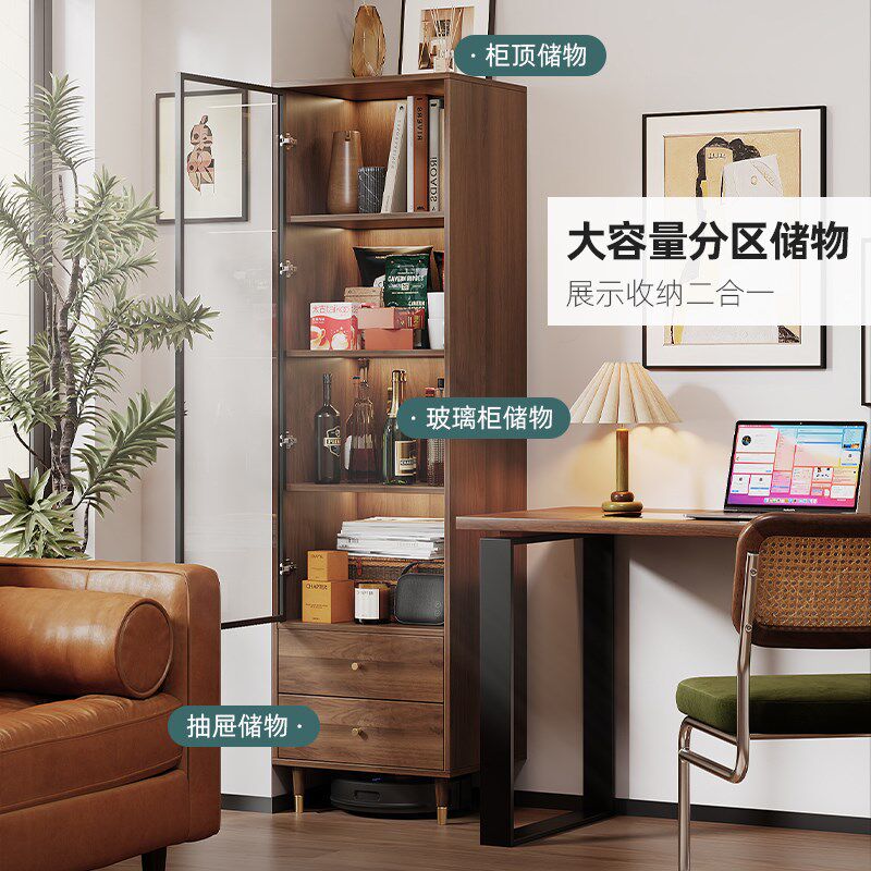 玻璃酒柜展示柜小型落地柜实木酒柜白酒储藏柜客厅靠墙家用置物架