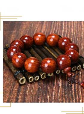 赞比亚血檀2.0佛珠手串精品同料顺纹高油密媲美檀香小叶紫檀手链