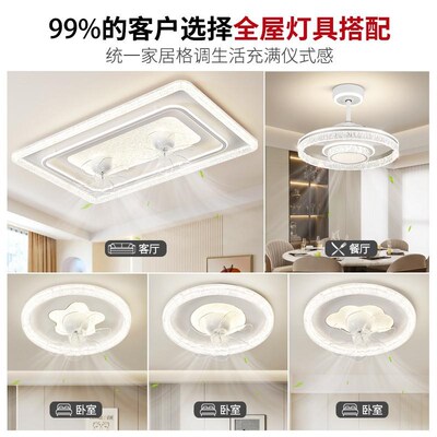 客厅风扇灯2025新款现代简约大气吸顶灯带电风扇一体护眼主卧室灯