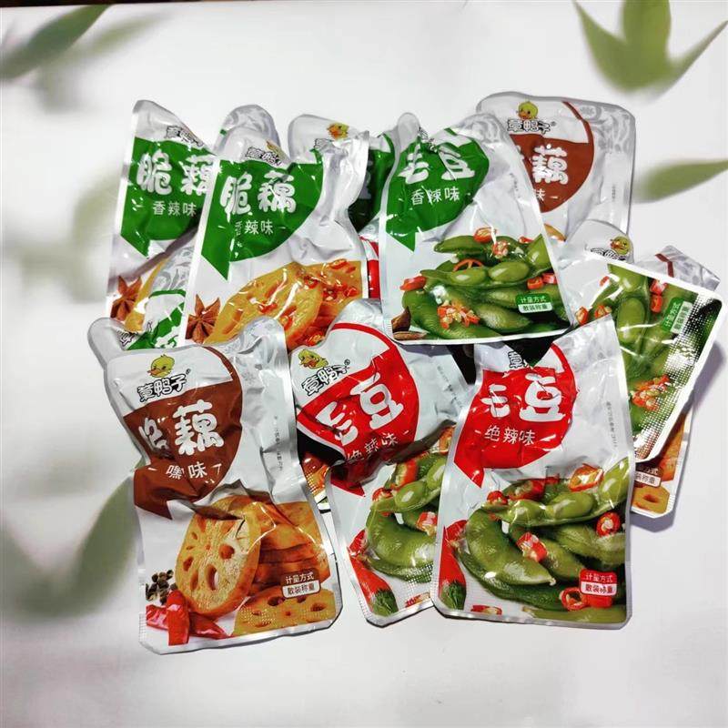新货章鸭子毛豆藕丁香辣绝辣味500g一份很好吃麻辣零食下饭菜