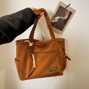 大容量学生上课补课补习手提包超值帆布包女2023年新款灯芯绒加厚