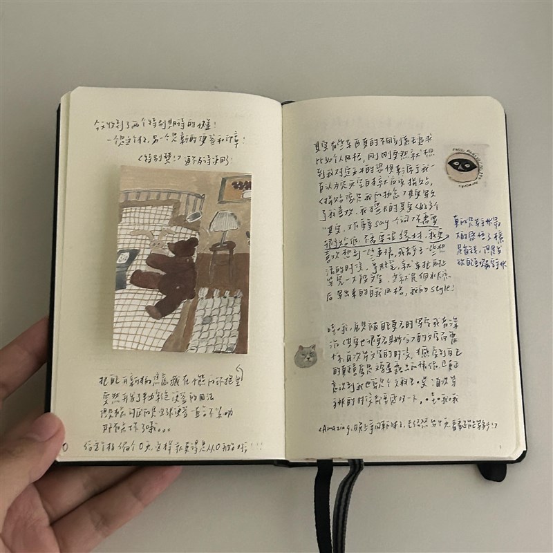黑色A6皮质手账本简约复古风高颜值空白内页学S生日记事笔记本子