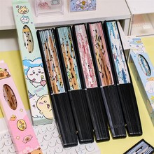 高颜值卡通折扇古风中式可爱儿童萌舞蹈I表演木竹学生团8寸大扇子