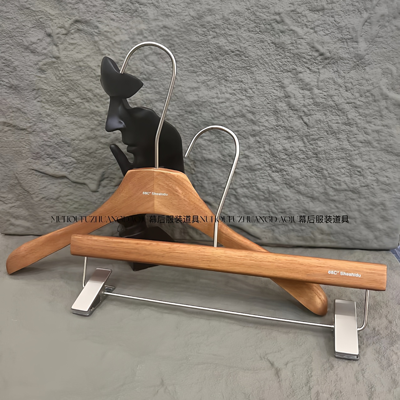衣架服装店专用胡桃色手感漆橡木高档防滑衣撑女装实木衣挂裤夹