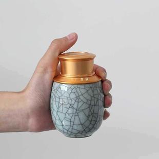 青瓷具F8758SSS茶瓷茶叶罐陶茶叶属盒迷你旅行便携密封罐金小锡罐