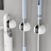 拖把夹挂钩免打孔壁挂强力架浴室多功能吸尘器扫把固定挂架多件套