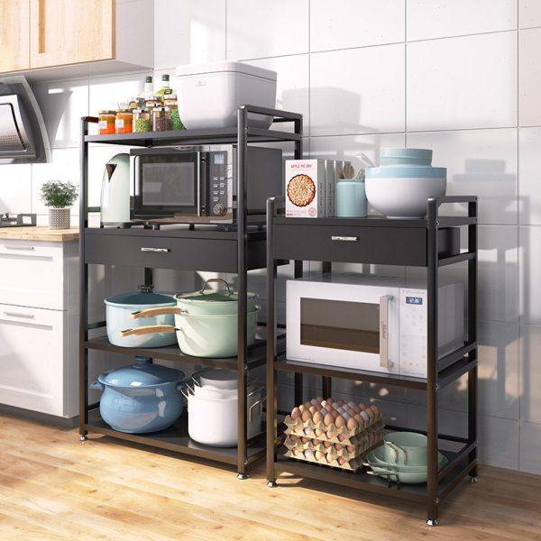 厨房置物架落地多层带抽屉微波炉烤箱架多功能储物收纳架分层货架,厨房/烹饪用具,微波炉置物架,淘宝优惠券,粉丝福利购,淘宝优惠卷