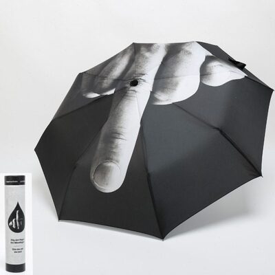 21英寸热转印搞怪竖中指伞德国创意潮流纸筒三折学生鄙视雨伞