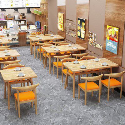 快餐桌椅组合小吃烧烤店早餐甜品店餐厅食堂餐桌椅桌椅商用餐饮店