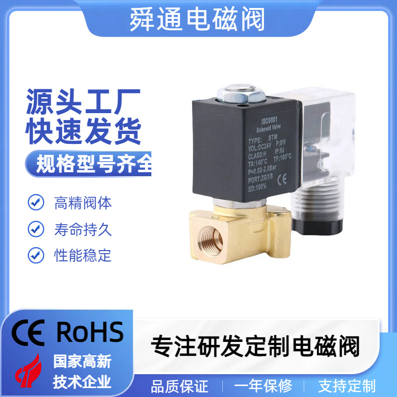 电磁阀厂家STM1微型直动式2分黄铜高压高温进水螺纹电磁阀