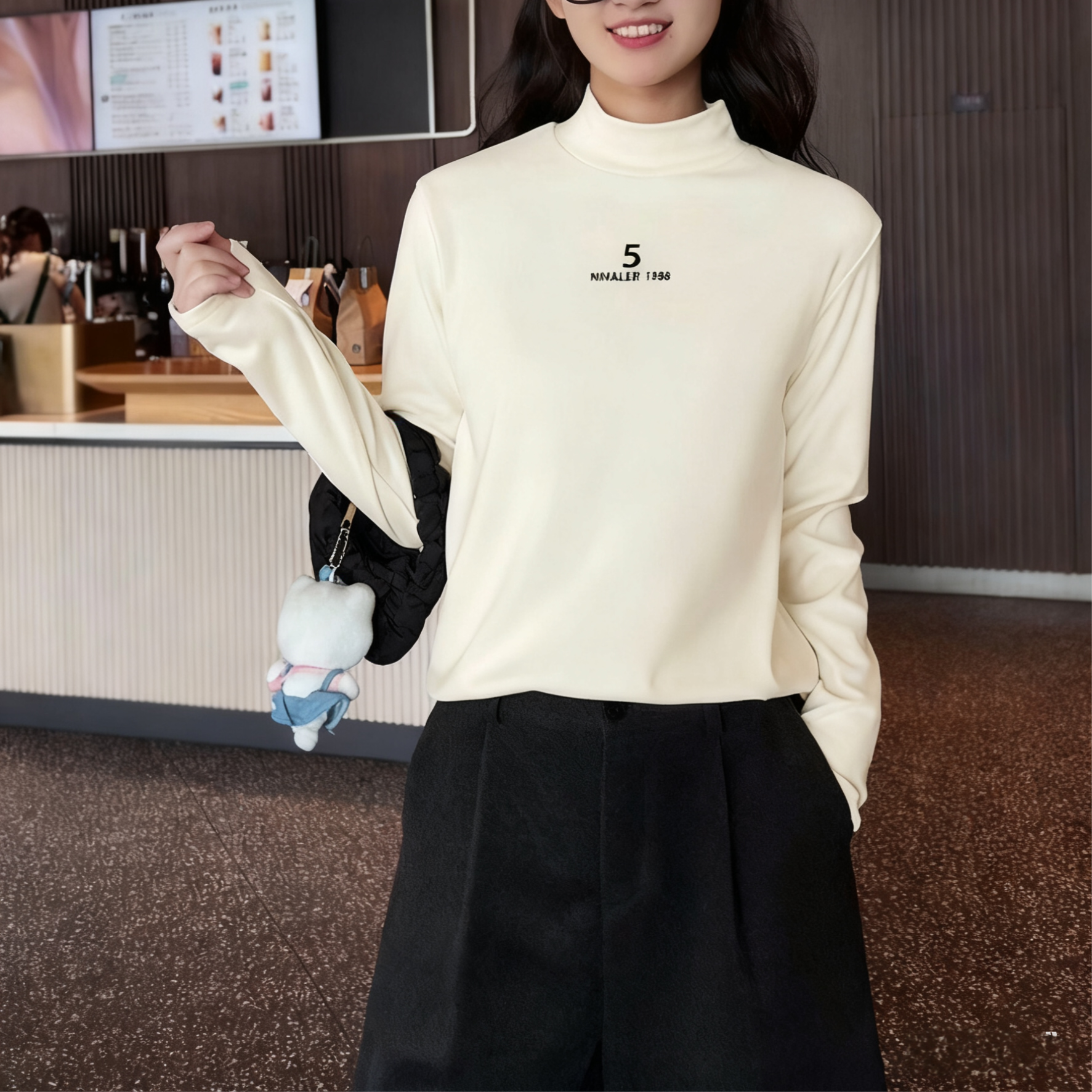 130-170尺码女童半高领德绒保暖内搭打底衫秋冬中大童秋装上衣