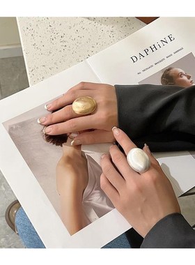 ALLYES Irregular Chunky Gold Silver Color RingsS for Women M