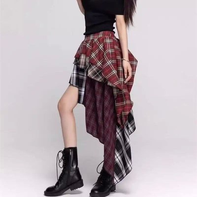 Red American Style Spicy Girl DeFsign Patchwork Checkered