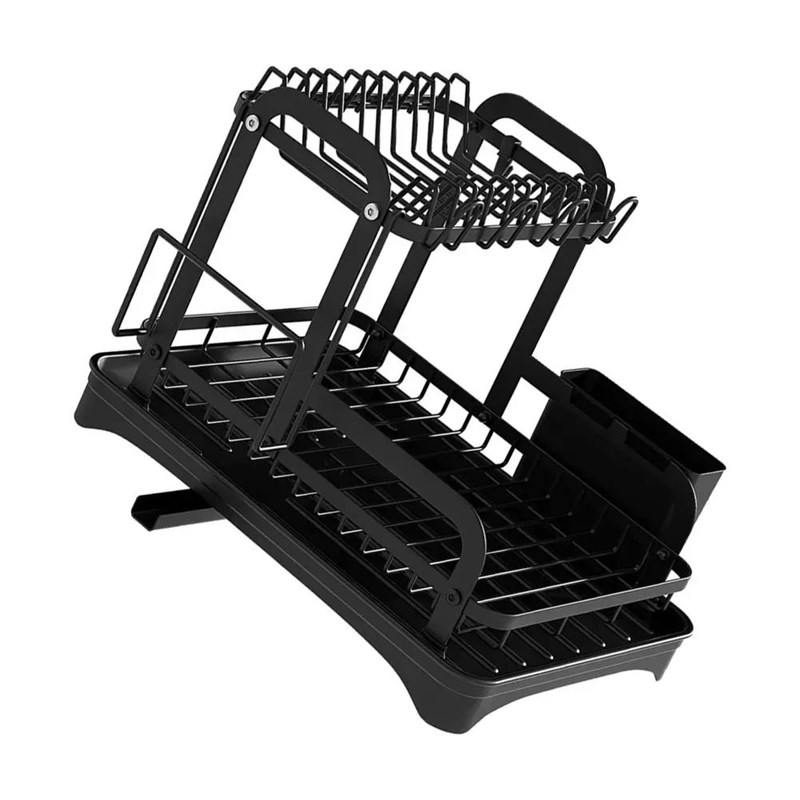 2 Tier Dish Bowl Drainer Storage Rack Kitchen DishV Drying R