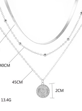 925 Stedrling Silver Three-Layer Round Necklace Simple Snake