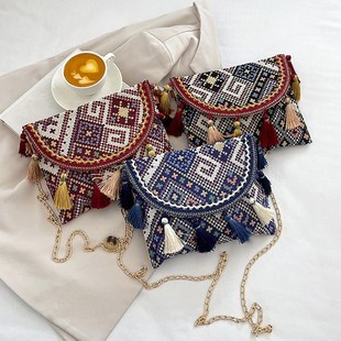 新款广西壮族民族单肩o包  壮锦布艺编织斜挎包流苏装饰品女生背