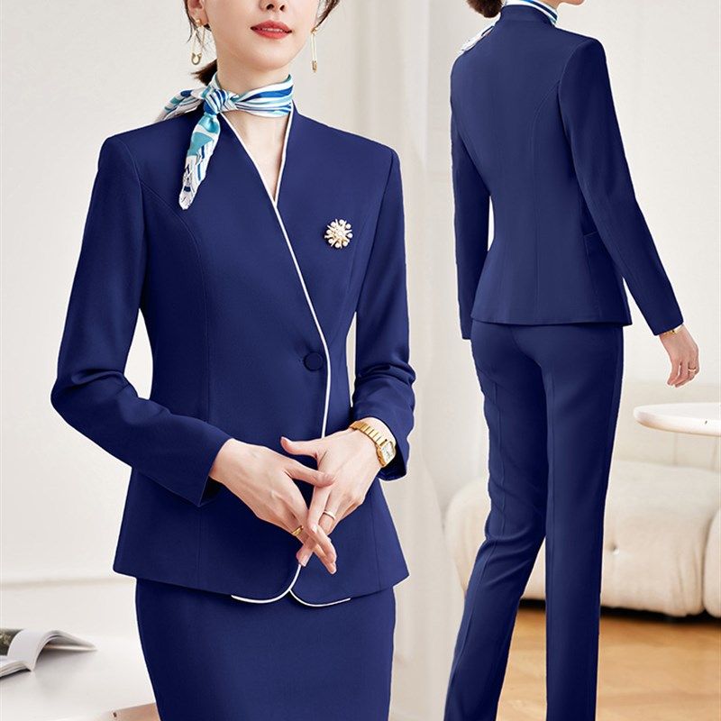 工作服职业气质女春秋高端蓝色西装套装酒店前台接待会务高端正装,女装/女士精品,西装,淘宝优惠券,粉丝福利购,淘宝优惠卷