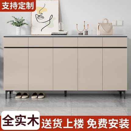全实木鞋柜家用门口走廊入户储物柜室内新款一体落地靠墙玄关柜子