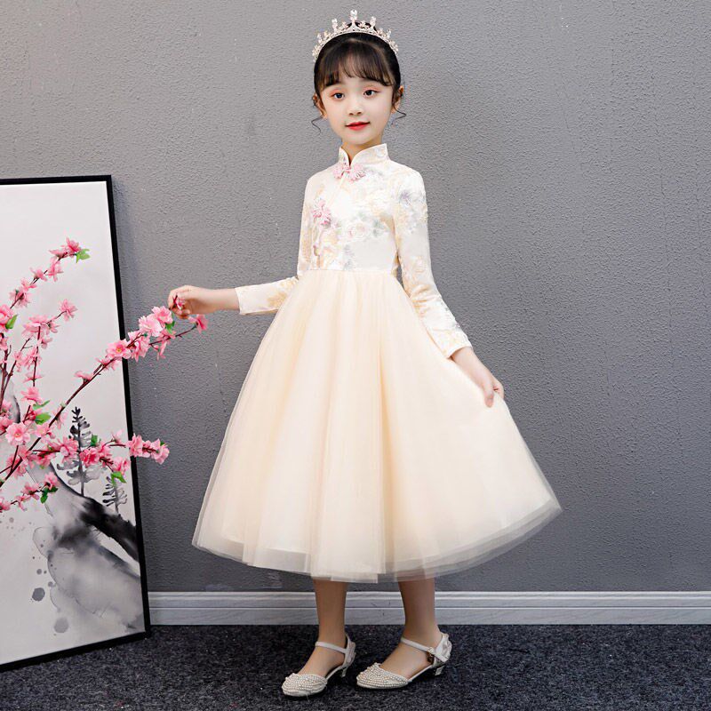 女童汉服旗袍公主裙儿童连衣裙秋装长裙小女孩生日裙子礼服2024冬