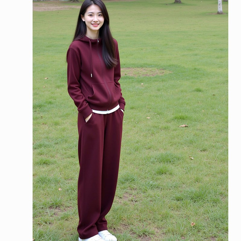 红色休闲运动套装女高级感时尚洋气减龄卫衣开衫春秋季穿搭一整套