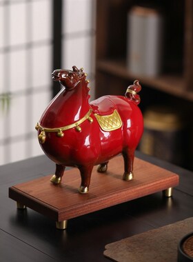 马到成功摆件陶瓷红色招财唐马工艺创意中式客厅办公室Z家居装饰