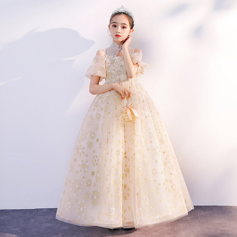 国风高级大码女童礼服轻奢小众演出服高端儿童生日婚纱主持人纱裙