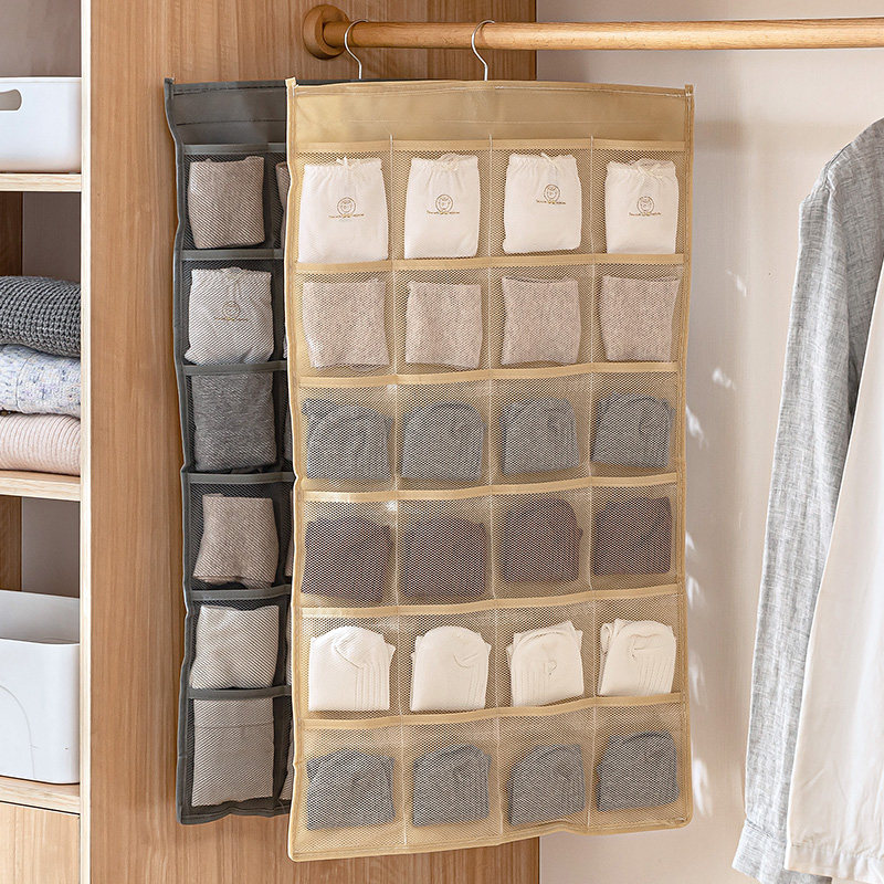 衣柜内衣内裤袜子收纳挂袋悬挂式衣橱布艺M挂钩柜子文胸罩挂架神