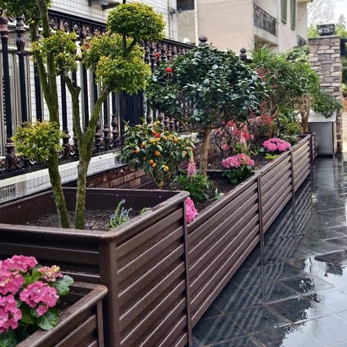 院子铝合金花箱户外庭院组合市政栅栏阳台长方形花箱道路景观种植