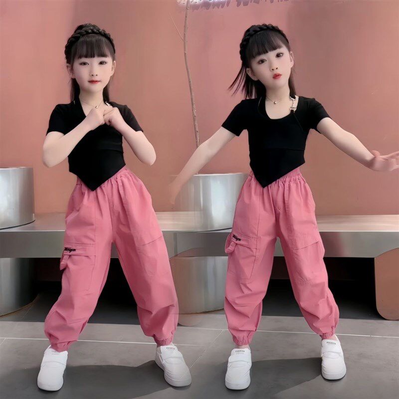 女童裤子夏季薄款长裤2025新款儿童工装裤小女孩时尚宽松休闲裤潮
