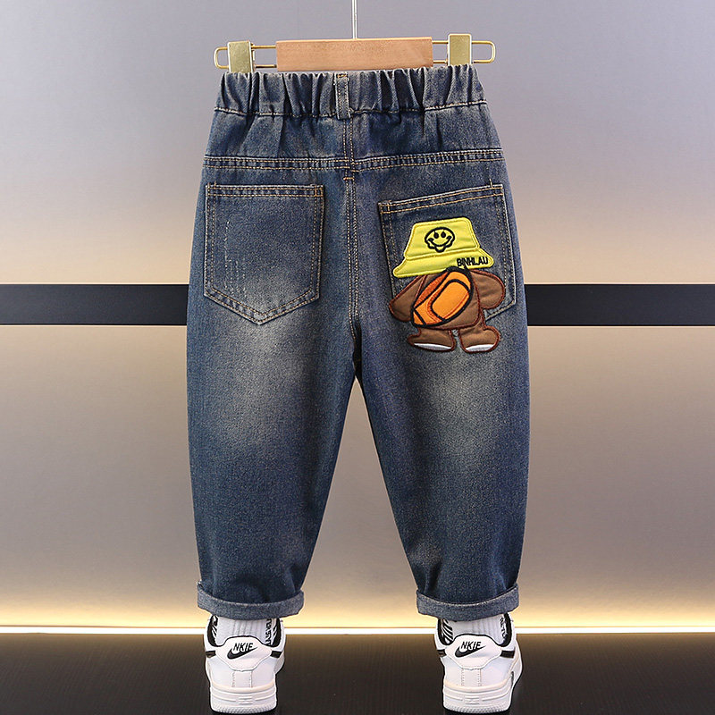 男童牛仔裤潮2023新款早秋男宝春秋小童帅气时尚直筒儿童裤子秋季