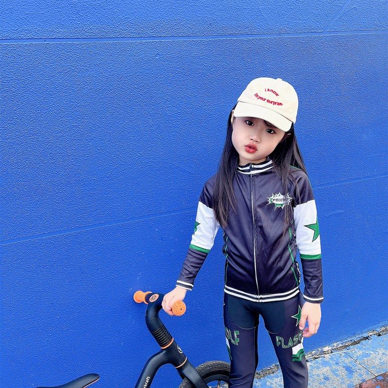 2022春秋季儿童平衡t车骑行服轮滑服长袖运动自行车训练比赛