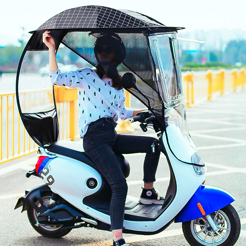 电动车雨棚车棚遮阳伞新款防晒夏季防雨挡K风罩加厚电瓶车挡雨棚