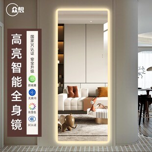 智能穿衣镜壁挂式 饰镜试衣间镜家用发光镜子 贴墙全身镜光源装