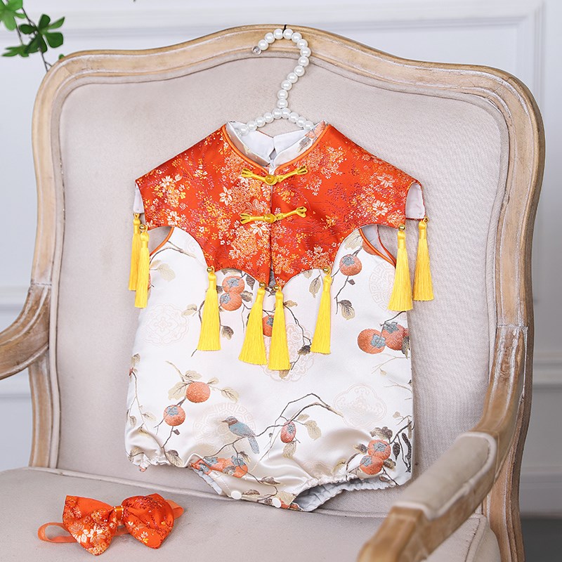 一周岁女宝宝礼服新中式旗袍冠衣满月国风儿童抓周宴衣服唐装夏季