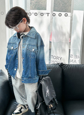 儿童牛仔褂外套春装2024新款中小童男童韩版上衣宝宝孩子洋气春秋