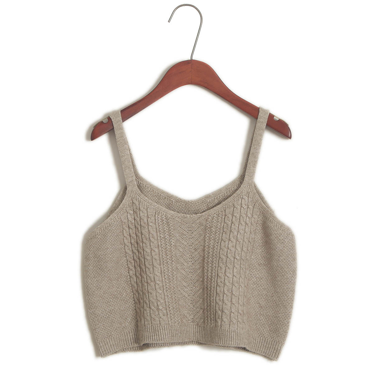 宽松纯色V领麻花针织吊带内搭马甲外搭背心针织女网红外穿短款秋