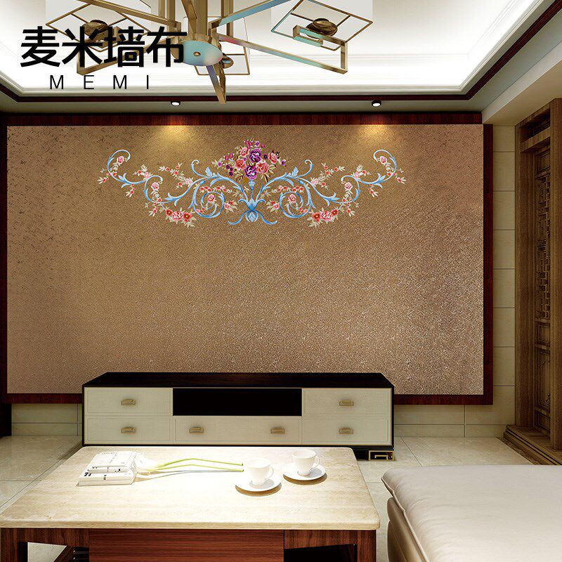 独绣墙布高端刺绣玄关壁布客厅沙发电视背景墙卧S室新中式奢华欧
