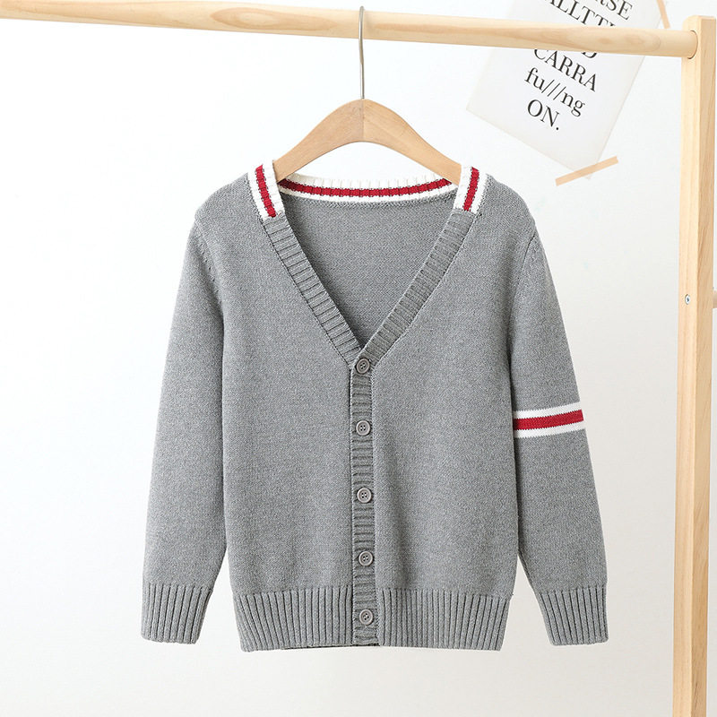 秋冬男童开衫毛衣纯棉线衣小学生校服儿童针织衫女童外套童装上衣