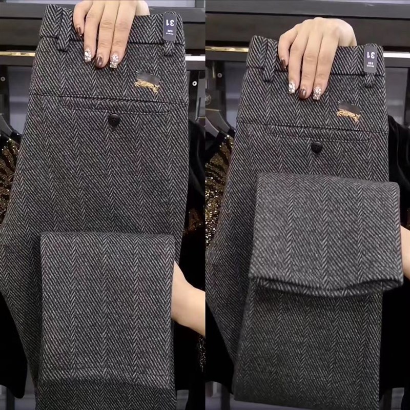 61039 春夏男士休闲裤t散腿小直筒裤子男条纹西裤春季舒适中年男