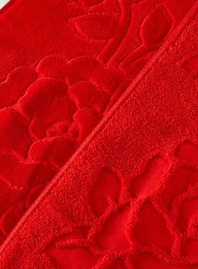 全棉枕巾一对装纯棉结婚大红色加大加宽加厚情侣家用高档欧式盖巾