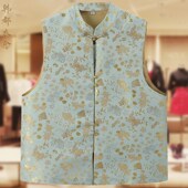 宋锦中式 外搭背心 唐装 提花马甲女春秋冬新款 国风烫金坎肩上衣无袖