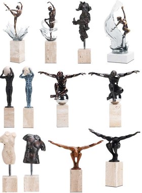 现代轻奢体操抽象艺术人物金属摆件样板间玄关客厅酒柜卧室装饰品