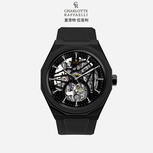 【新品】CR夏洛特 机械表男自动镂空酒桶形时尚手表正品生日礼物