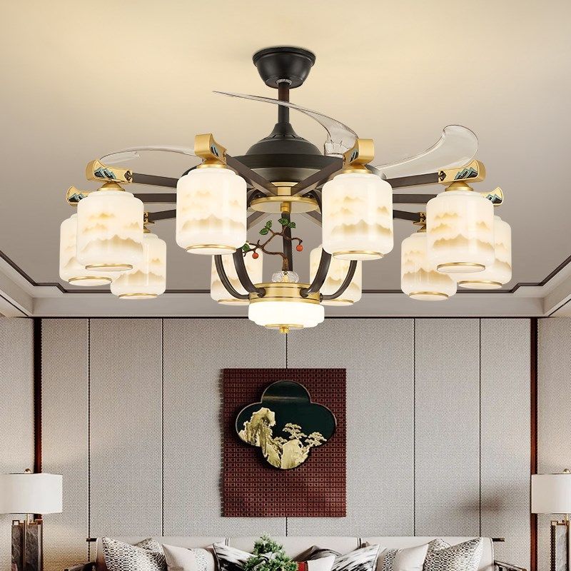 客厅风扇灯新中式隐形吊扇灯2024新款家用包厢餐厅电风扇吊灯一体,家装灯饰光源,风扇灯,淘宝优惠券,粉丝福利购,淘宝优惠卷