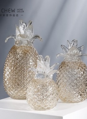 现代简约实心菠萝摆件办公桌书房玄关电视柜客餐厅桌面家居饰品