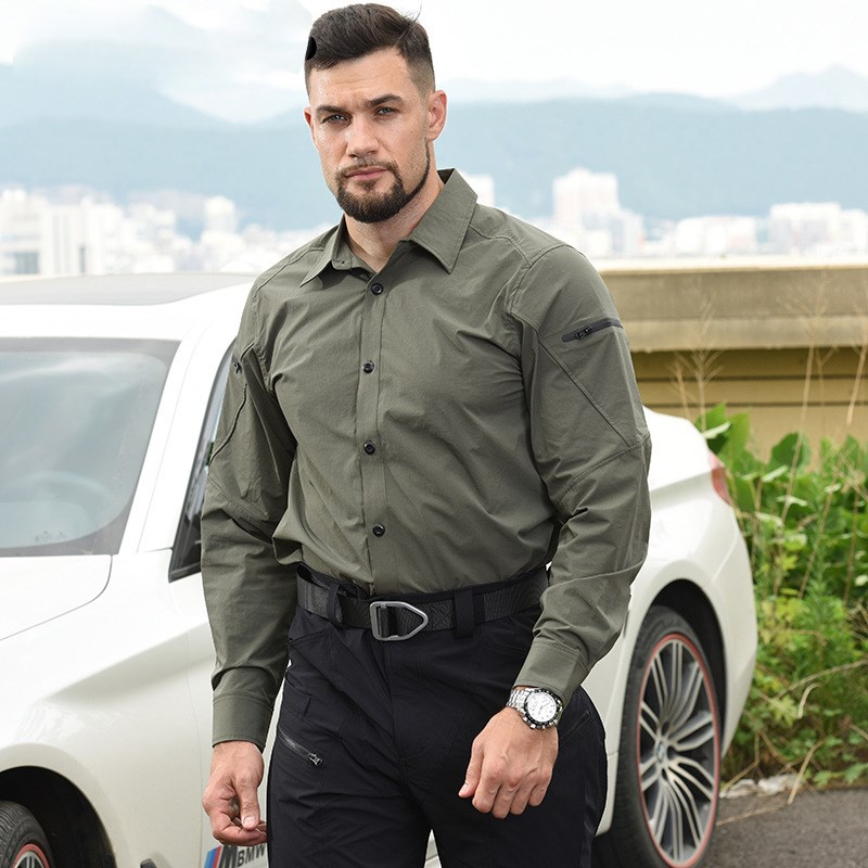战术衬衫男士速干快干城市通勤休闲商务衬衣夏季户外长袖工作服