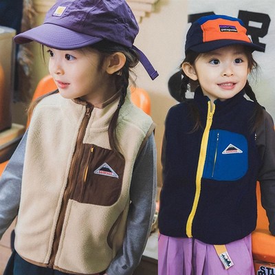 山系户外2024秋冬季儿童摇粒绒马甲男童女童保暖外穿背心加绒坎肩