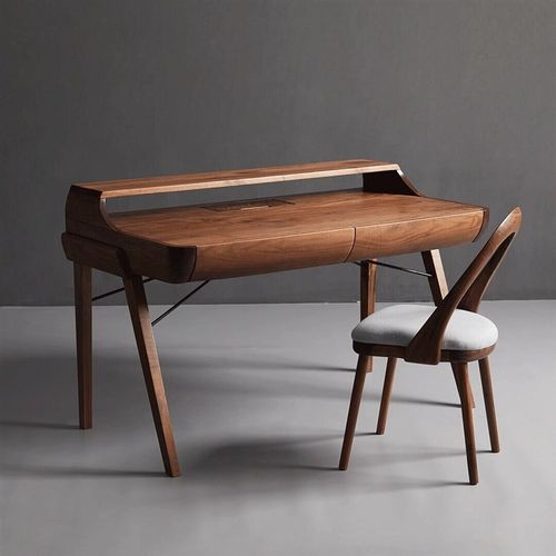 北美黑胡桃木阳台茶桌大板书桌客厅卧室小型白蜡木茶台新中式家具